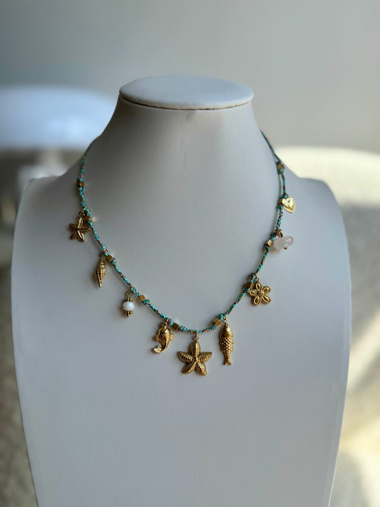 Collier bohemian bleu ciel