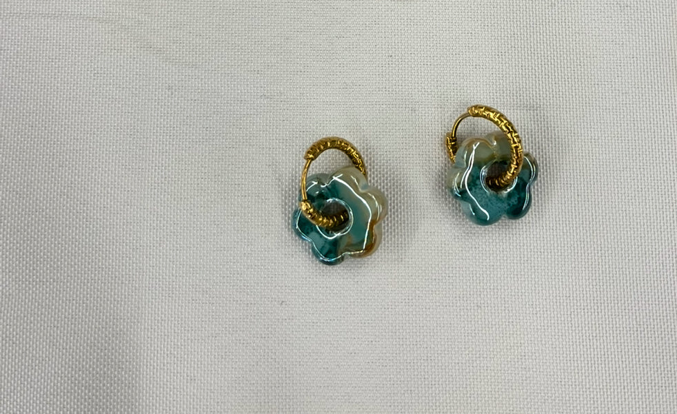 Boucles d'oreilles fleurs bleues