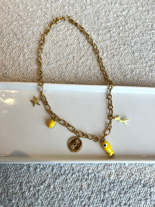Collier poisson jaune